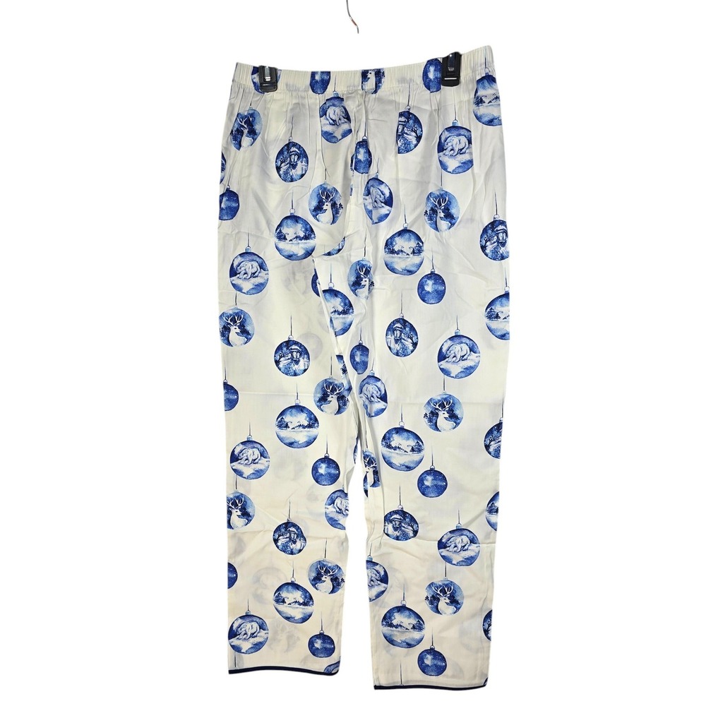 Cyberjammies Womens Blue White Christmas Ornament Pajama Pants Size 8 Medium NEW - Picture 2 of 12
